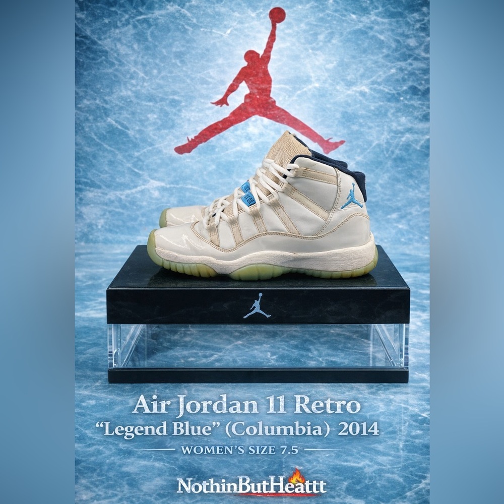 Nike Air Jordan 11 Low Legend Blue Columbia White Women Size 7.5 2014 378038-117